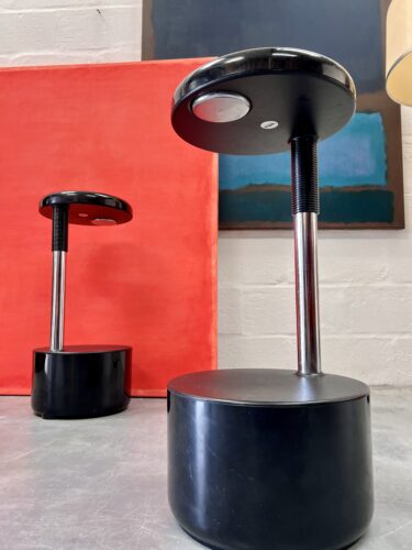 Pair of Roberto Lucci and Paolo Orlandini for Velca Legnan Italian Black Golf Stools