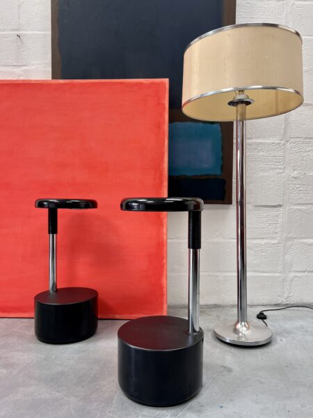 Pair of Roberto Lucci and Paolo Orlandini for Velca Legnan Italian Black Golf Stools