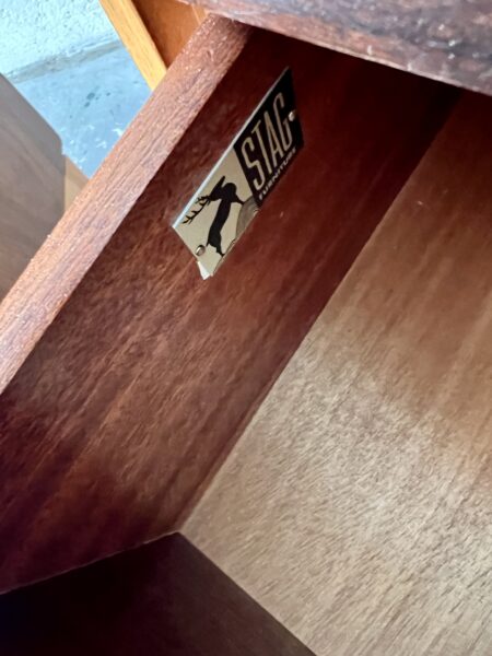 1950s Stag Duet Bedside Cabinet and Chest of Drawers