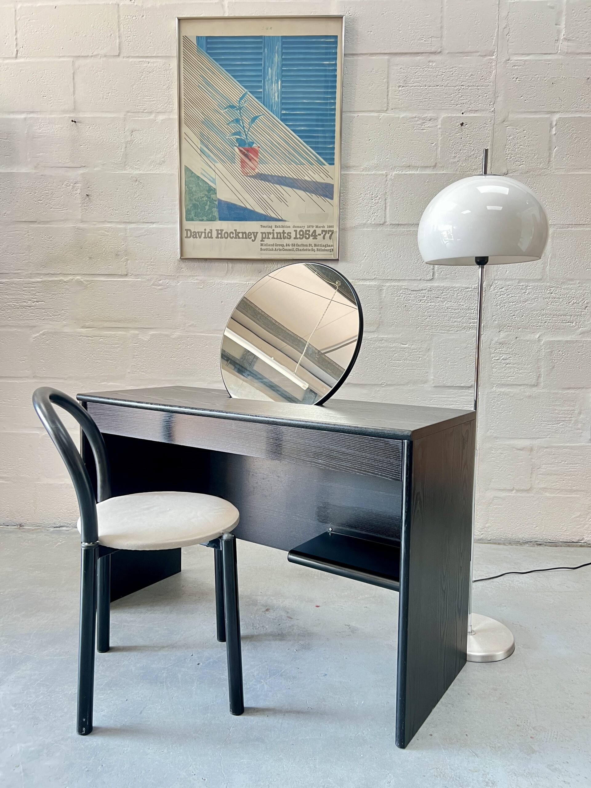 1970s Vintage Black Dressing Table with Mirror