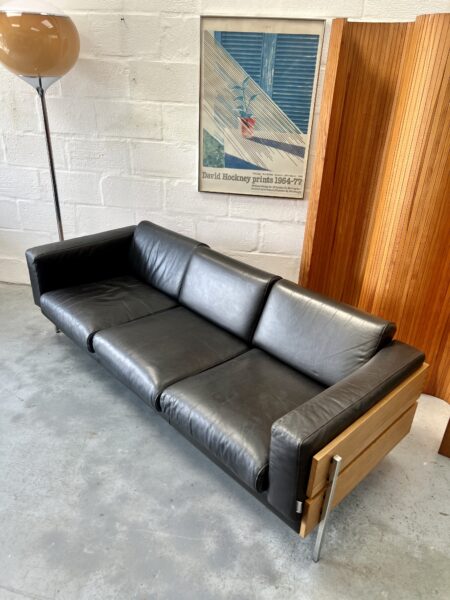 Vintage 1990s Three Seater Robin Day Leather Sofa 'Forum' 