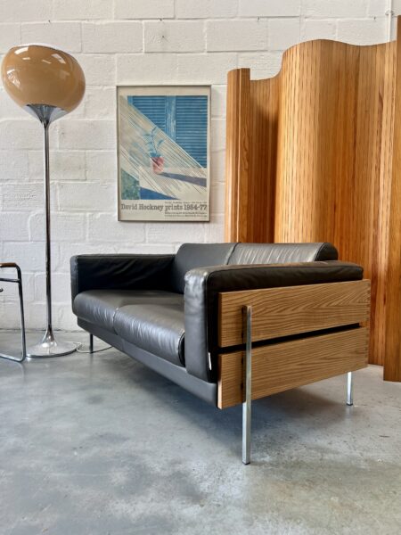 Vintage 1990s Two Seater Robin Day Leather Sofa 'Forum' 