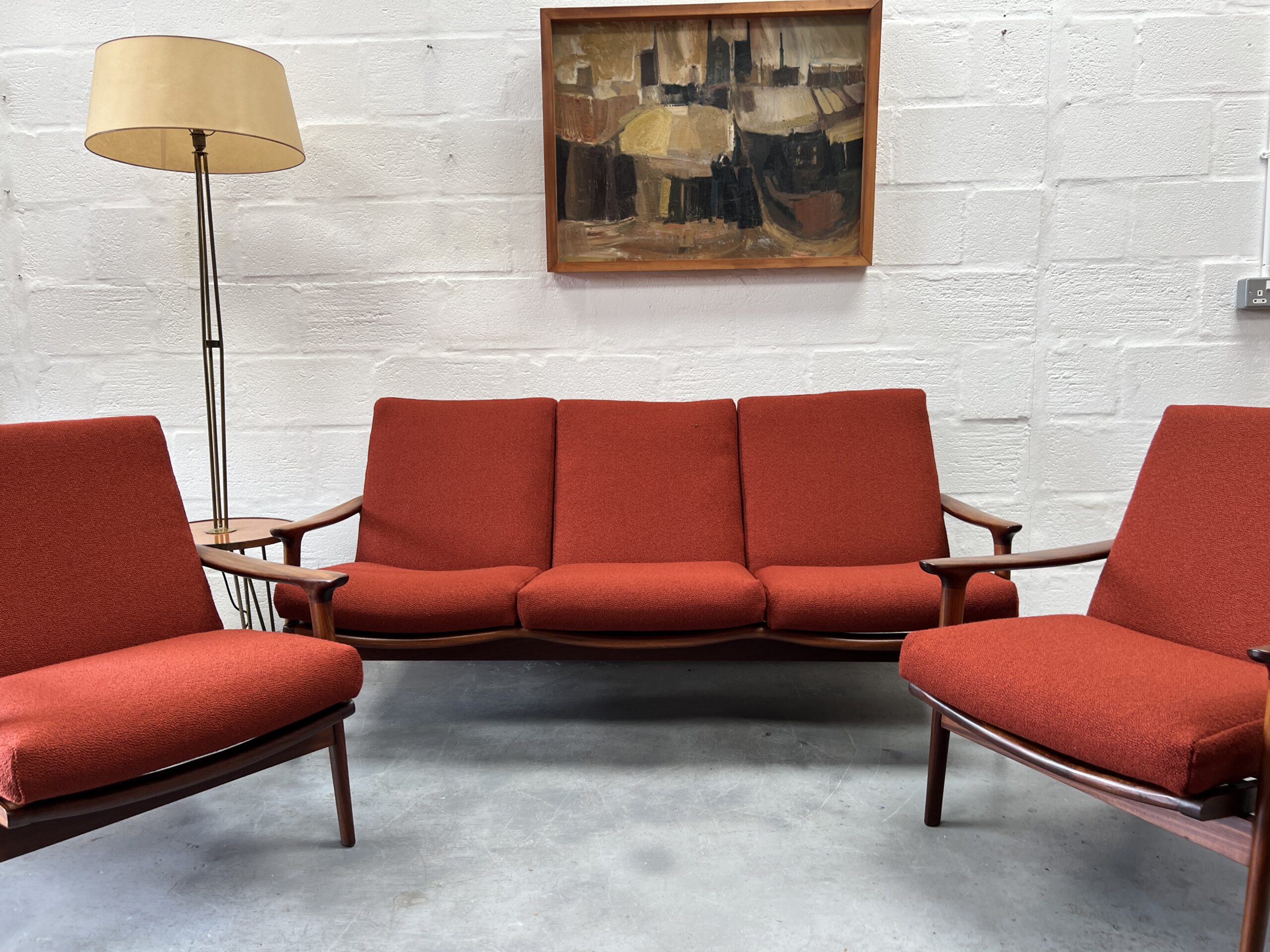 1960s Guy Rogers 'New Yorker' 3 Piece Suite, Newly Upholstered
