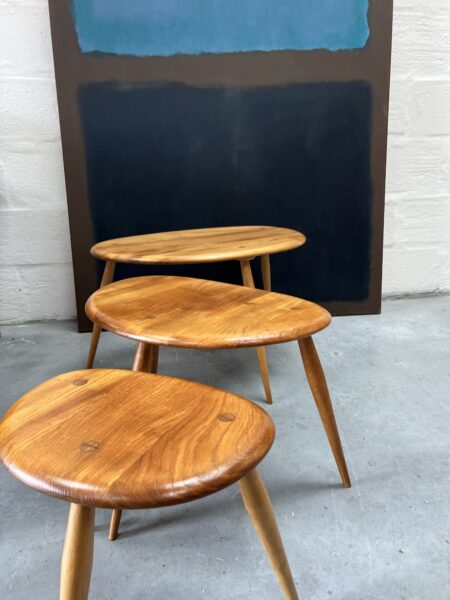Vintage Blonde Set of Ercol ‘Pebble’ Nest of Tables