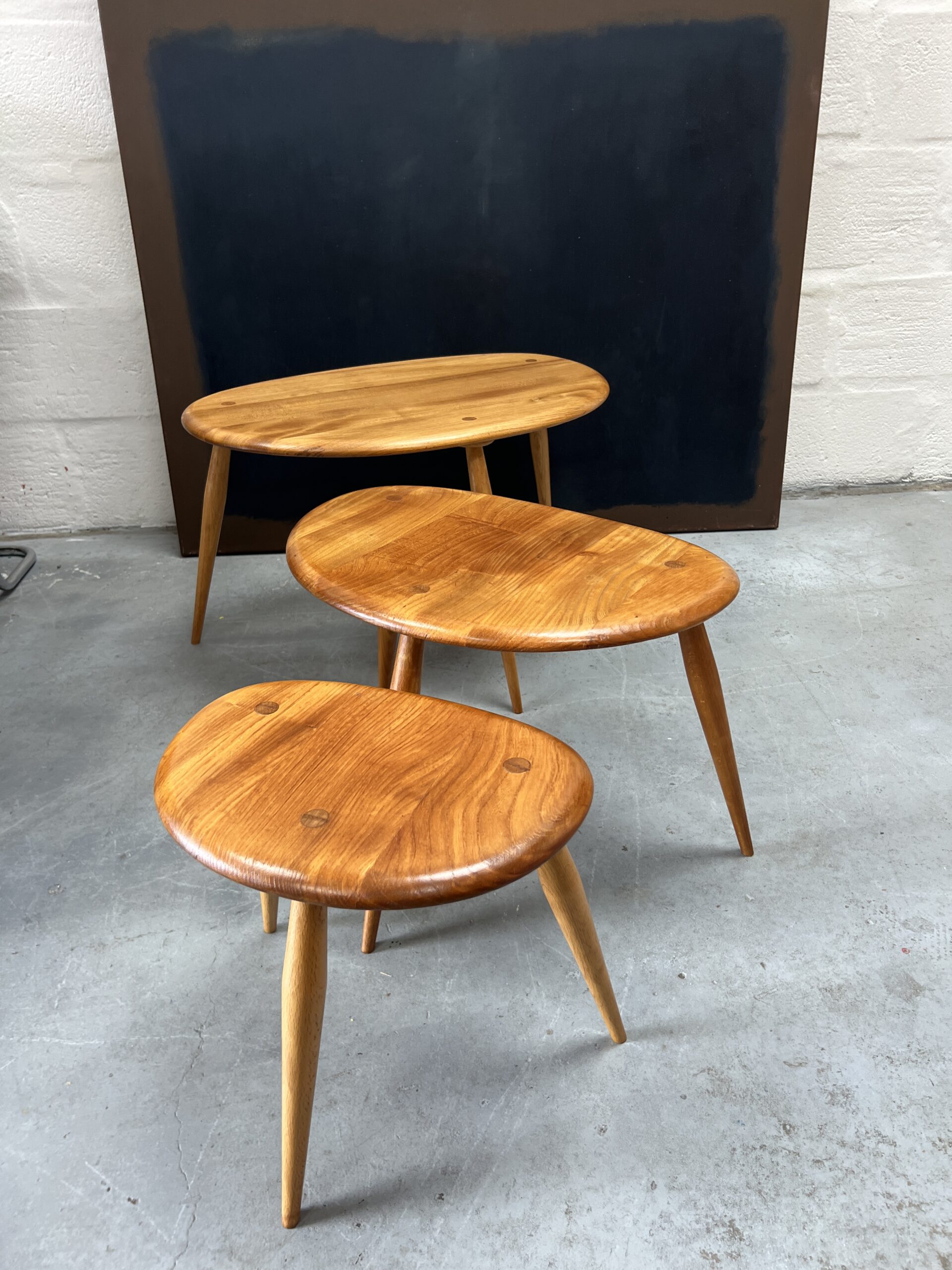 Vintage Blonde Set of Ercol ‘Pebble’ Nest of Tables