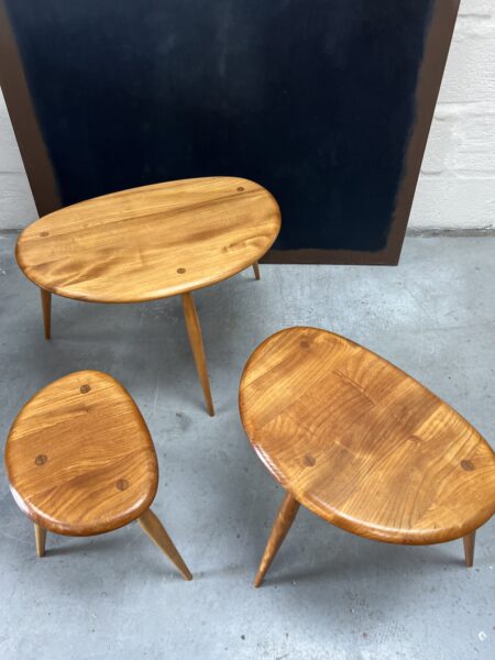 Vintage Blonde Set of Ercol ‘Pebble’ Nest of Tables