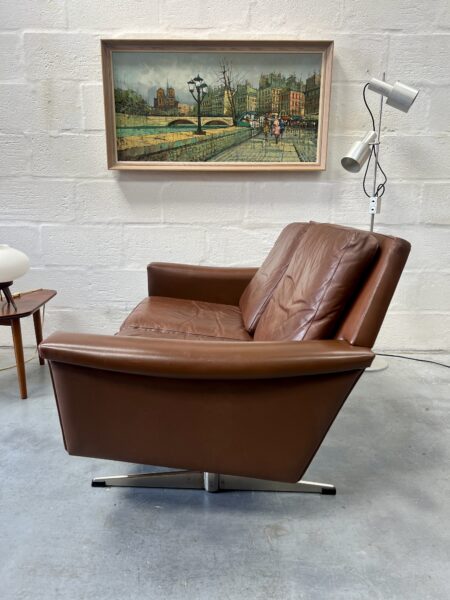 Vintage Two Seater Faux Leather Sofa in The Manner of Bramin