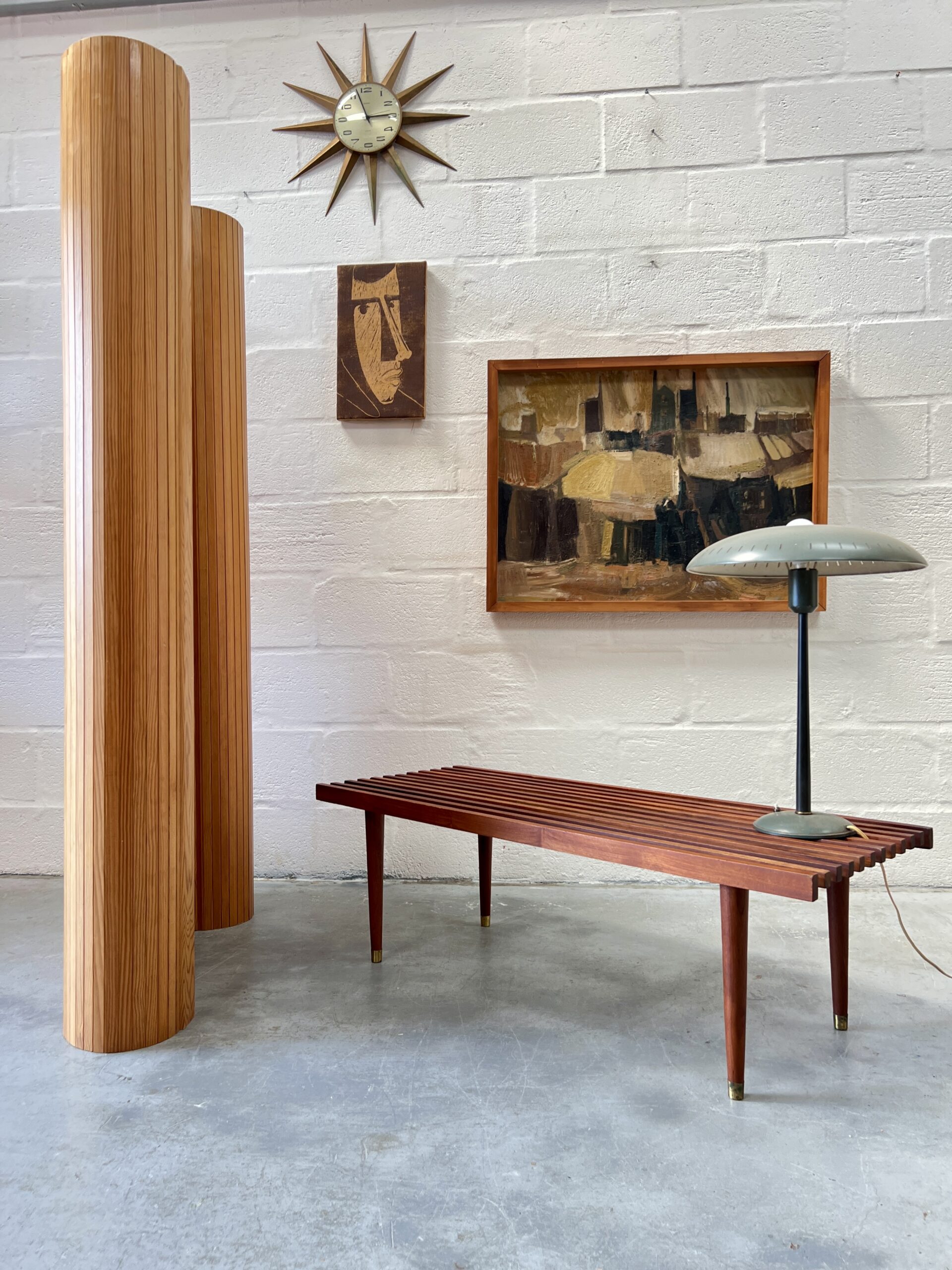 Mid Century George Nelson Style Slatted Bench / Coffee Table