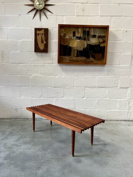 Mid Century George Nelson Style Slatted Bench / Coffee Table