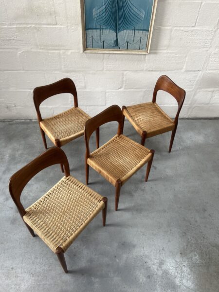 4 x Vintage Danish Arne Hovmann Olsen Dining Chairs 