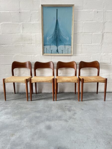 4 x Vintage Danish Arne Hovmann Olsen Dining Chairs 