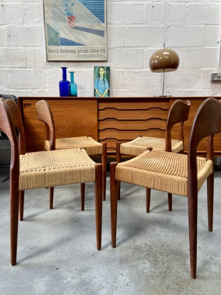 4 x Vintage Danish Arne Hovmann Olsen Dining Chairs 