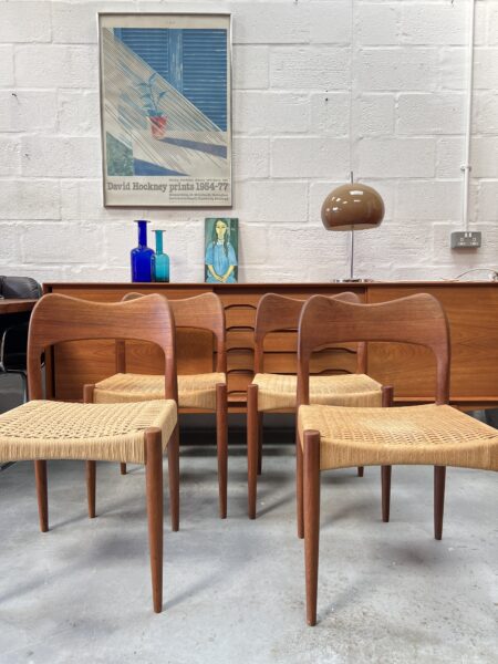 4 x Vintage Danish Arne Hovmann Olsen Dining Chairs 