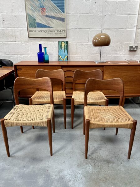 4 x Vintage Danish Arne Hovmann Olsen Dining Chairs 