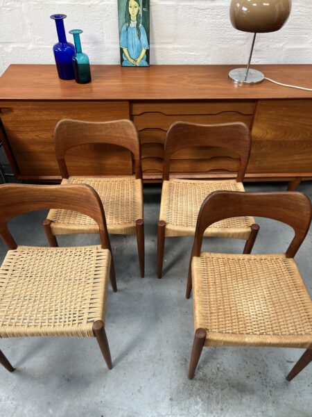4 x Vintage Danish Arne Hovmann Olsen Dining Chairs 