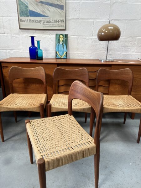 4 x Vintage Danish Arne Hovmann Olsen Dining Chairs 