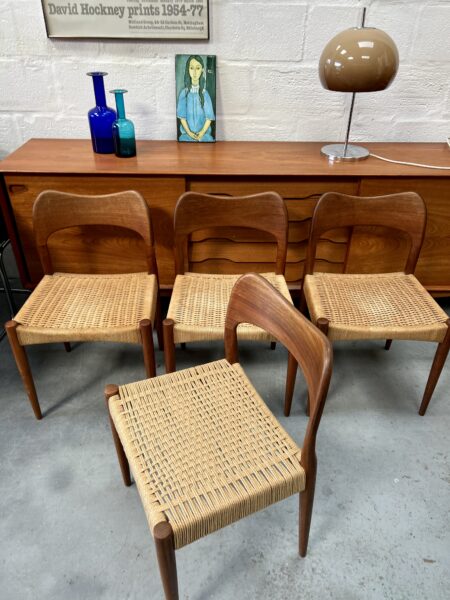 4 x Vintage Danish Arne Hovmann Olsen Dining Chairs 