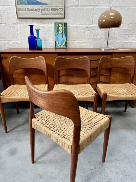 4 x Vintage Danish Arne Hovmann Olsen Dining Chairs 