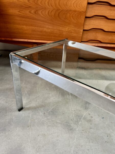 Vintage 1970s Glass and Chrome Rectangular Coffee Table, Pieff