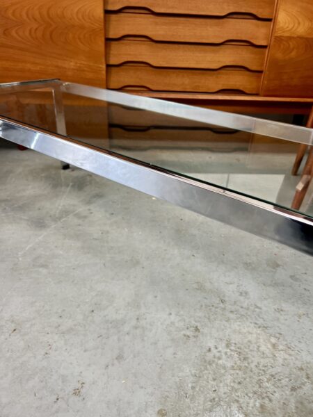 Vintage 1970s Glass and Chrome Rectangular Coffee Table, Pieff