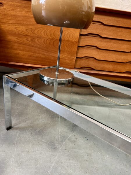 Vintage 1970s Glass and Chrome Rectangular Coffee Table, Pieff