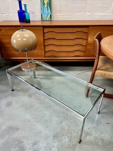 Vintage 1970s Glass and Chrome Rectangular Coffee Table, Pieff
