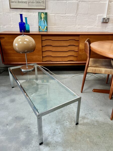 Vintage 1970s Glass and Chrome Rectangular Coffee Table, Pieff