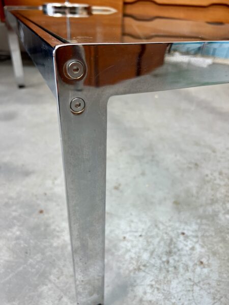Vintage 1970s Glass and Chrome Rectangular Coffee Table, Pieff