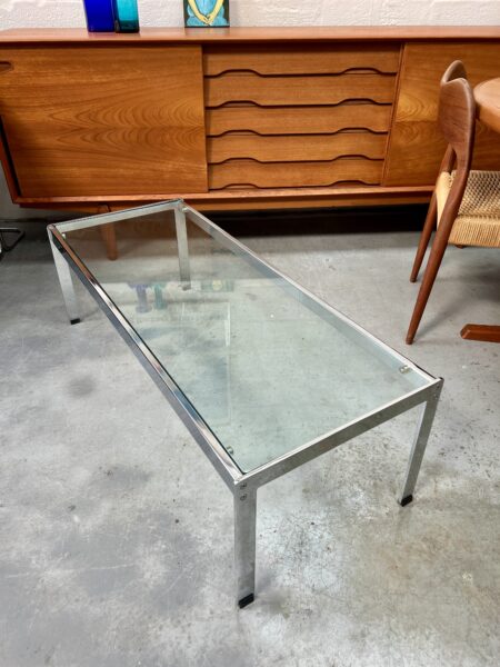 Vintage 1970s Glass and Chrome Rectangular Coffee Table, Pieff