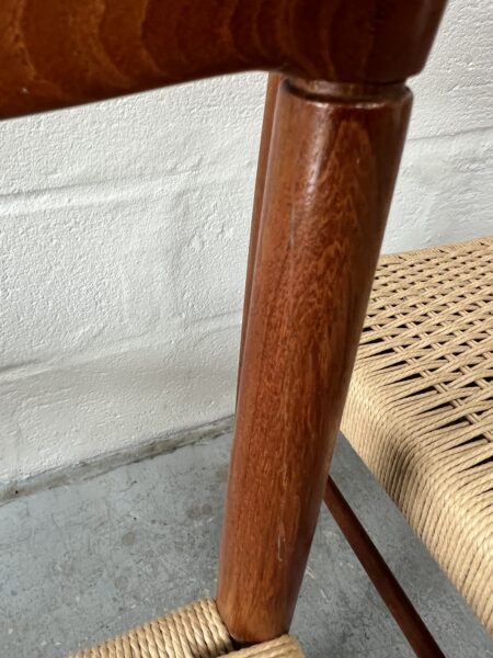 4 x Danish Teak & Papercord Dining Chairs by H. W. Klein for Bramin, 1960s