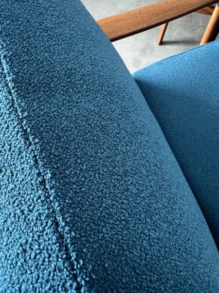 1960s Guy Rogers 'New Yorker' 3 Piece Suite, Newly Upholstered in Blue Boucle