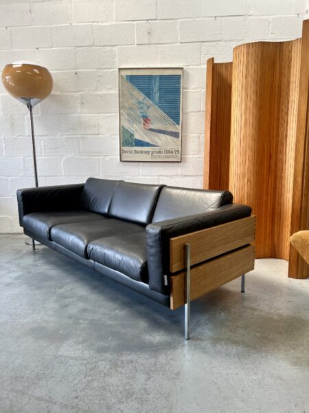 Retro 1990s Three Seater Robin Day Leather Sofa 'Forum'