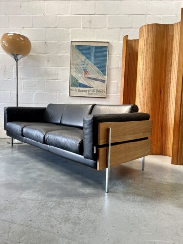 Retro 1990s Three Seater Robin Day Leather Sofa 'Forum' 