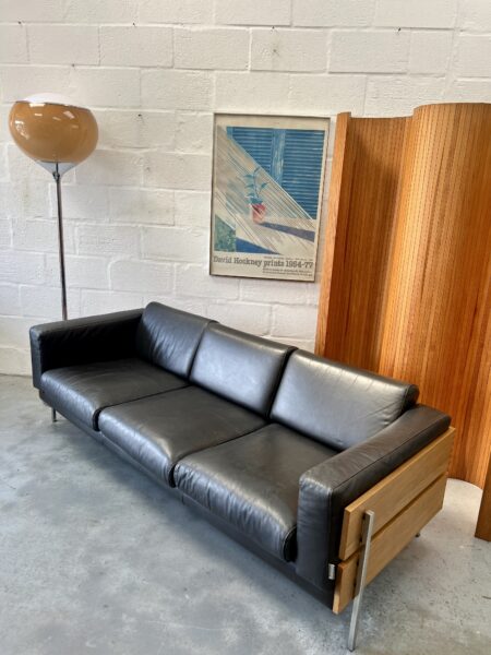 Retro 1990s Three Seater Robin Day Leather Sofa 'Forum'