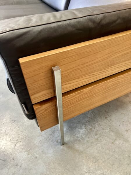 Retro 1990s Three Seater Robin Day Leather Sofa 'Forum'