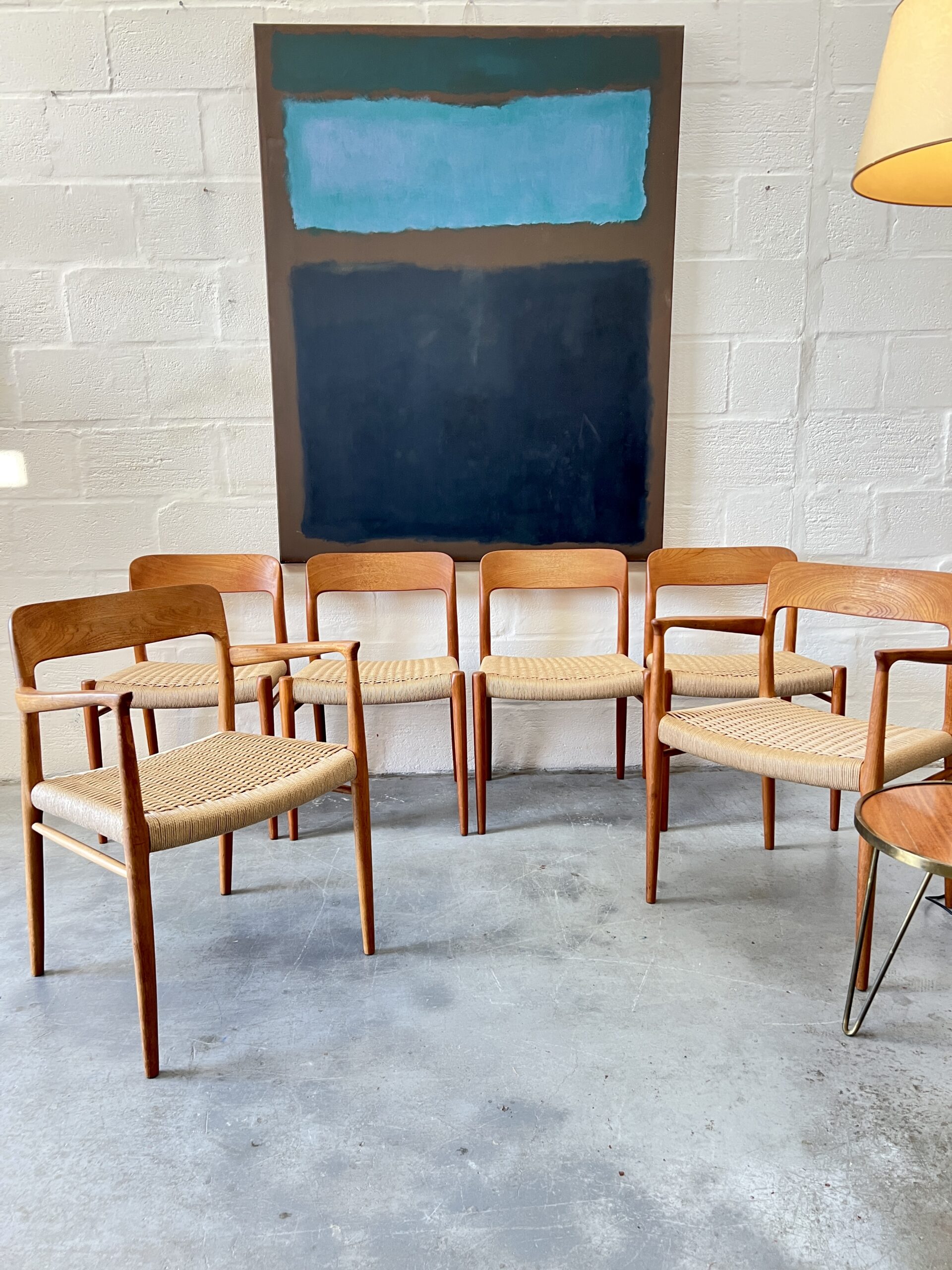 Vintage Set of Six Danish Dining Chairs by Møller: 4 Model 75 & 2 Model 56