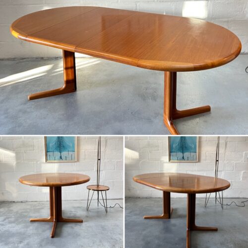 1960s Danish Round Extending Dining Table By Aarsens Møbelfabrik A/S