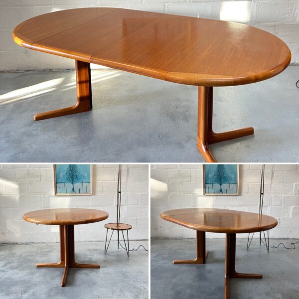 1960s Danish Round Extending Dining Table By Aarsens Møbelfabrik A/S