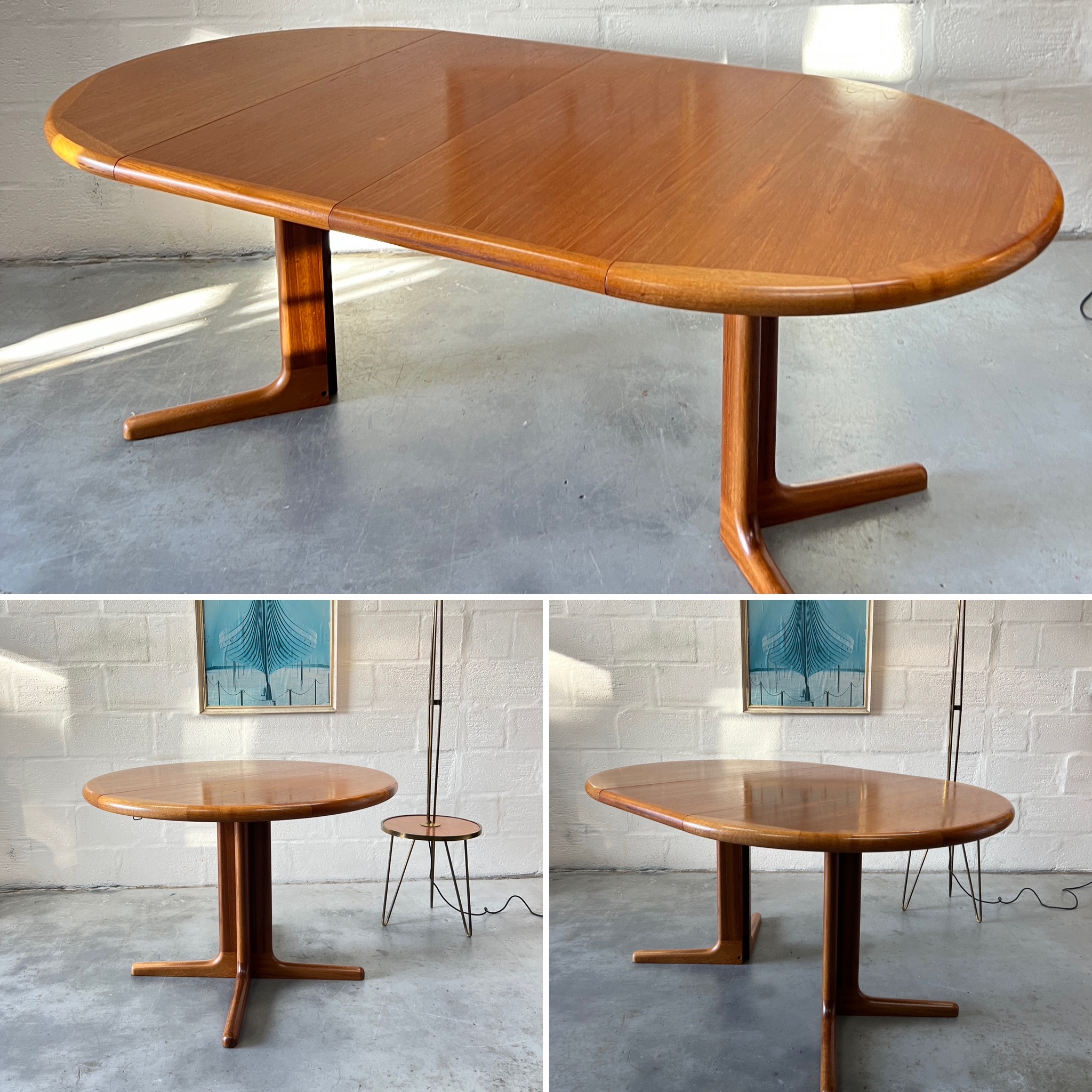 1960s Danish Round Extending Dining Table By Aarsens Møbelfabrik A/S