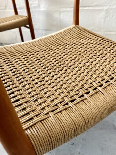 Vintage Set of Six Danish Dining Chairs by Møller: 4 Model 75 & 2 Model 56