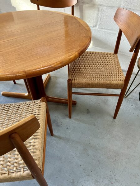 4 x Danish 1960s Teak & Papercord Dining Chairs by A.M. Møbler, Model 501