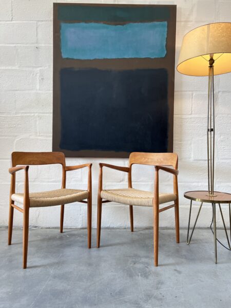 Vintage Set of Six Danish Dining Chairs by Møller: 4 Model 75 & 2 Model 56