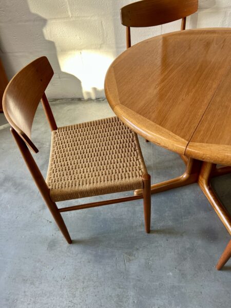 4 x Danish 1960s Teak & Papercord Dining Chairs by A.M. Møbler, Model 501