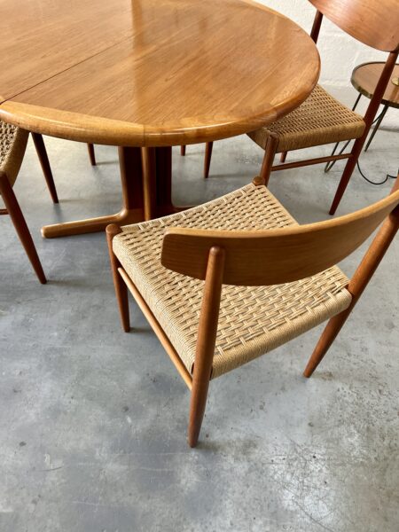4 x Danish 1960s Teak & Papercord Dining Chairs by A.M. Møbler, Model 501