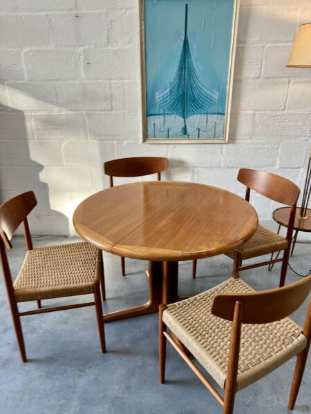 4 x Danish 1960s Teak & Papercord Dining Chairs by A.M. Møbler, Model 501