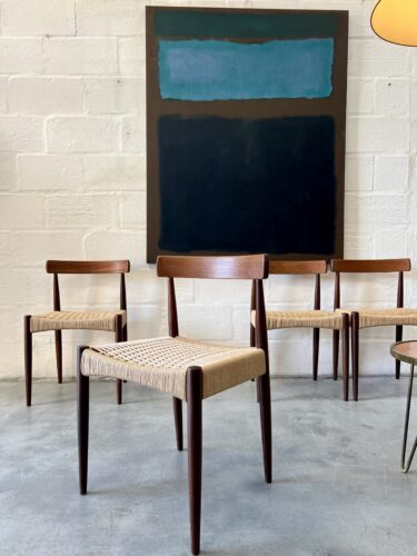 Set of 4 Vintage Danish Arne Hovmand Olsen Dining Chairs