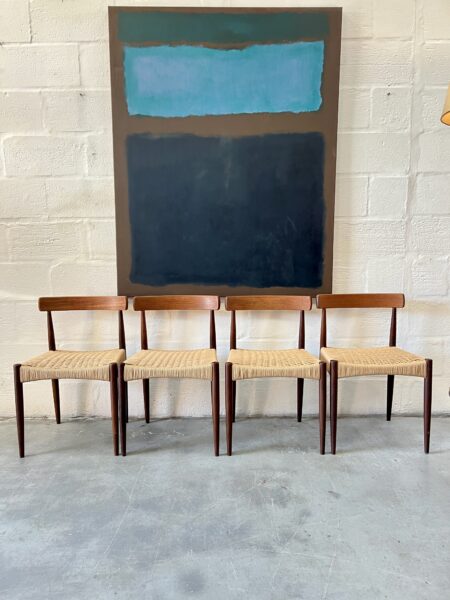 Set of 4 Vintage Danish Arne Hovmand Olsen Dining Chairs
