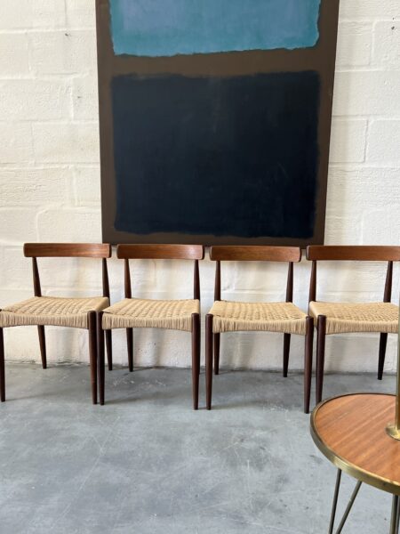 Set of 4 Vintage Danish Arne Hovmand Olsen Dining Chairs
