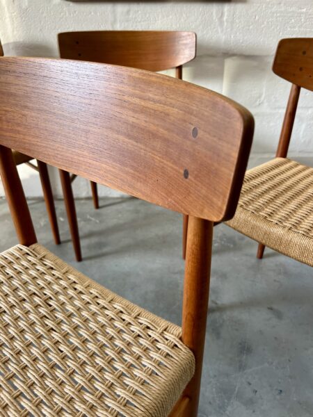 4 x Danish 1960s Teak & Papercord Dining Chairs by A.M. Møbler, Model 501