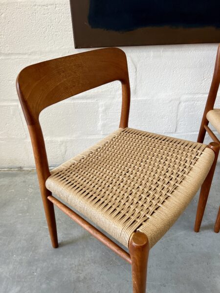 Vintage Set of Six Danish Dining Chairs by Møller: 4 Model 75 & 2 Model 56